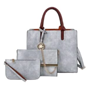 grey leather  hand bag