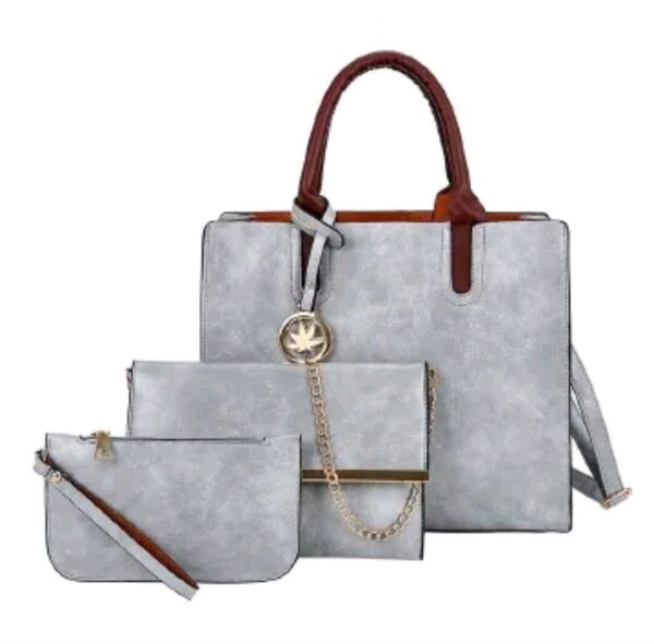 grey leather  hand bag