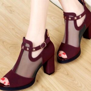 mesh  pump zipper  open  toe boot
