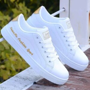 boys white sport leather shoe