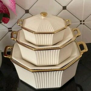 3pcs of insulated  ceramic  soup pot