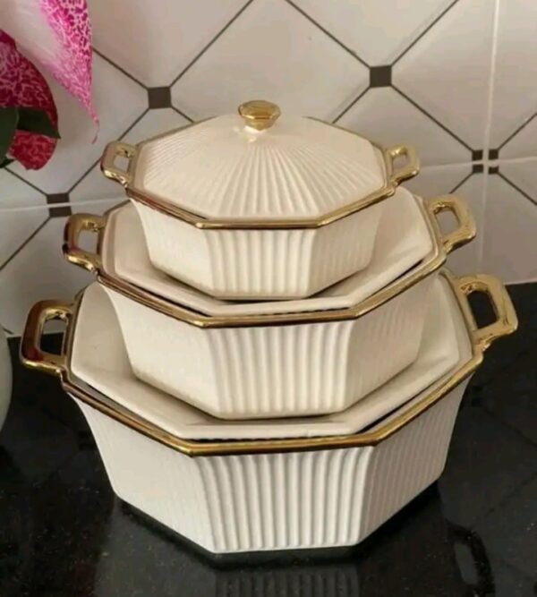 3pcs of insulated  ceramic  soup pot