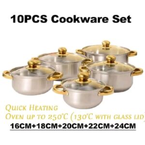 10pcs stainless  steel  non stick  cookware set pots sufuria