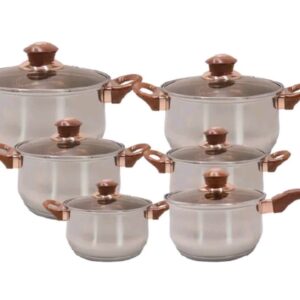 12 pcs non stick  cooking  pots   stainless steel