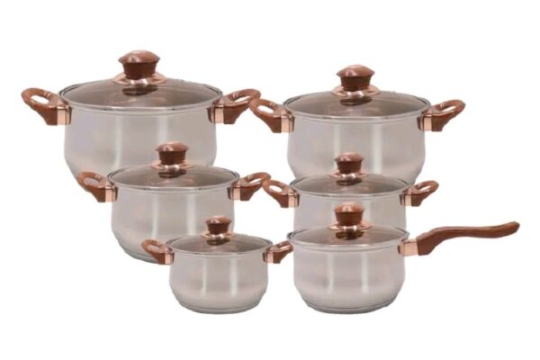 12 pcs non stick  cooking  pots   stainless steel