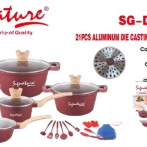 signature  21 pcs die-cast cookware  set ,cooking  pots  non stick  sufuria