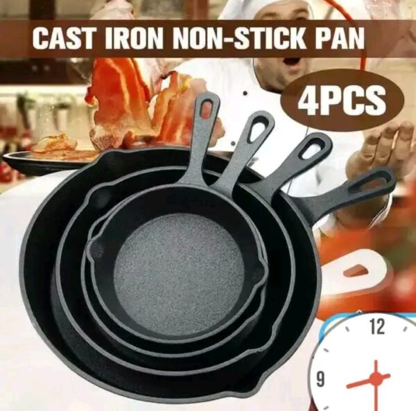 4pcs cast iron frying  pan