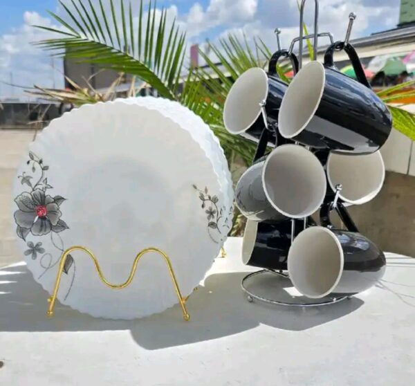 12pcs unique  dinner  set of 6 mugs and 6 plates